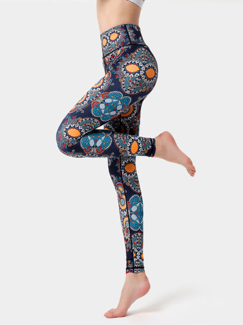 Printed High Waist Active Leggings - Odaingerous